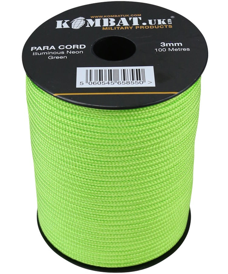 Kombat UK Paracord - 100m Reel - Neon Green