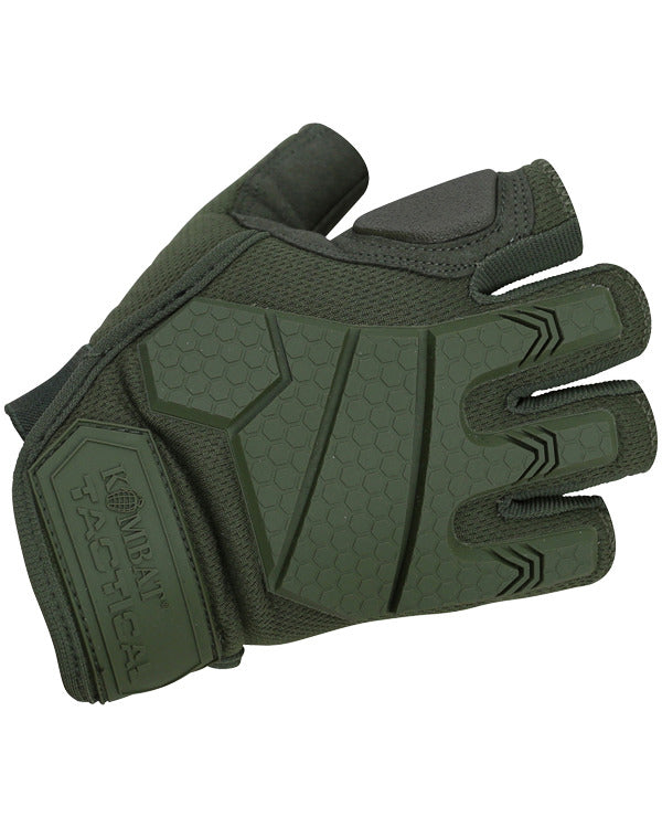 Kombat UK Alpha Fingerless Tactical Gloves - Olive Green