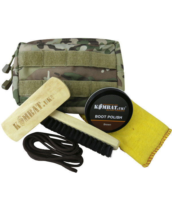 Kombat UK Deluxe Molle Boot Care Kit (Brown Polish & Laces)