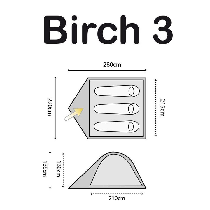 Highlander Birch 3 Tent Rumba Red/Tango Red