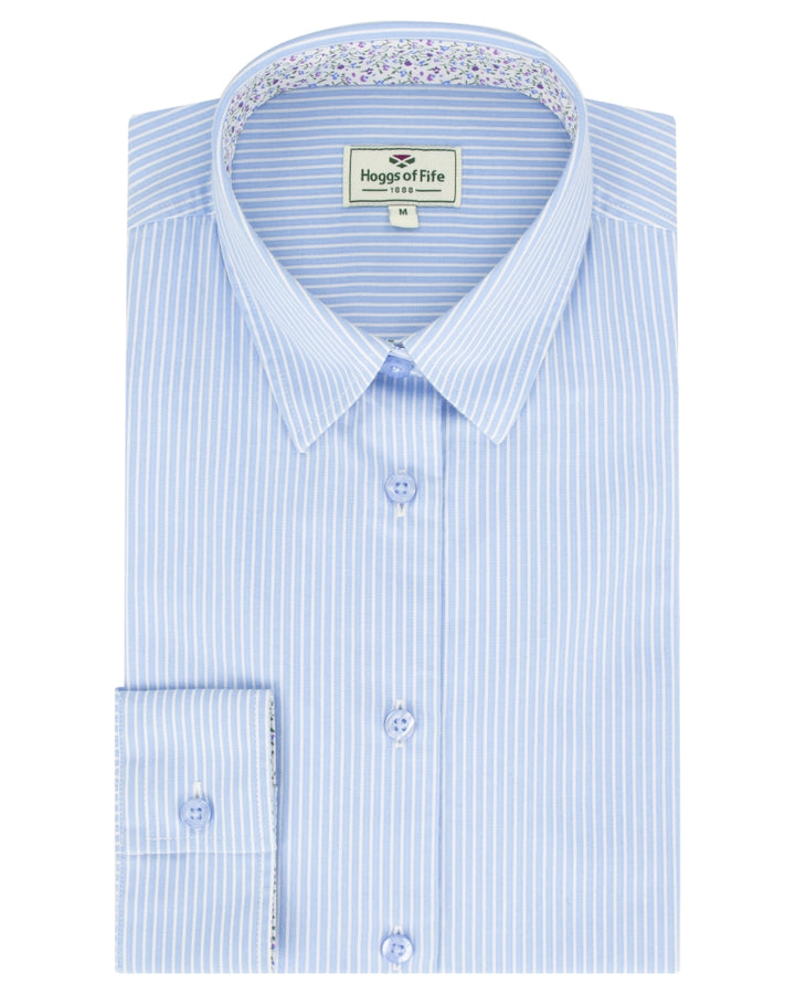 Hoggs Of Fife Bonnie II Ladies Cotton Shirt Light Blue Stripe