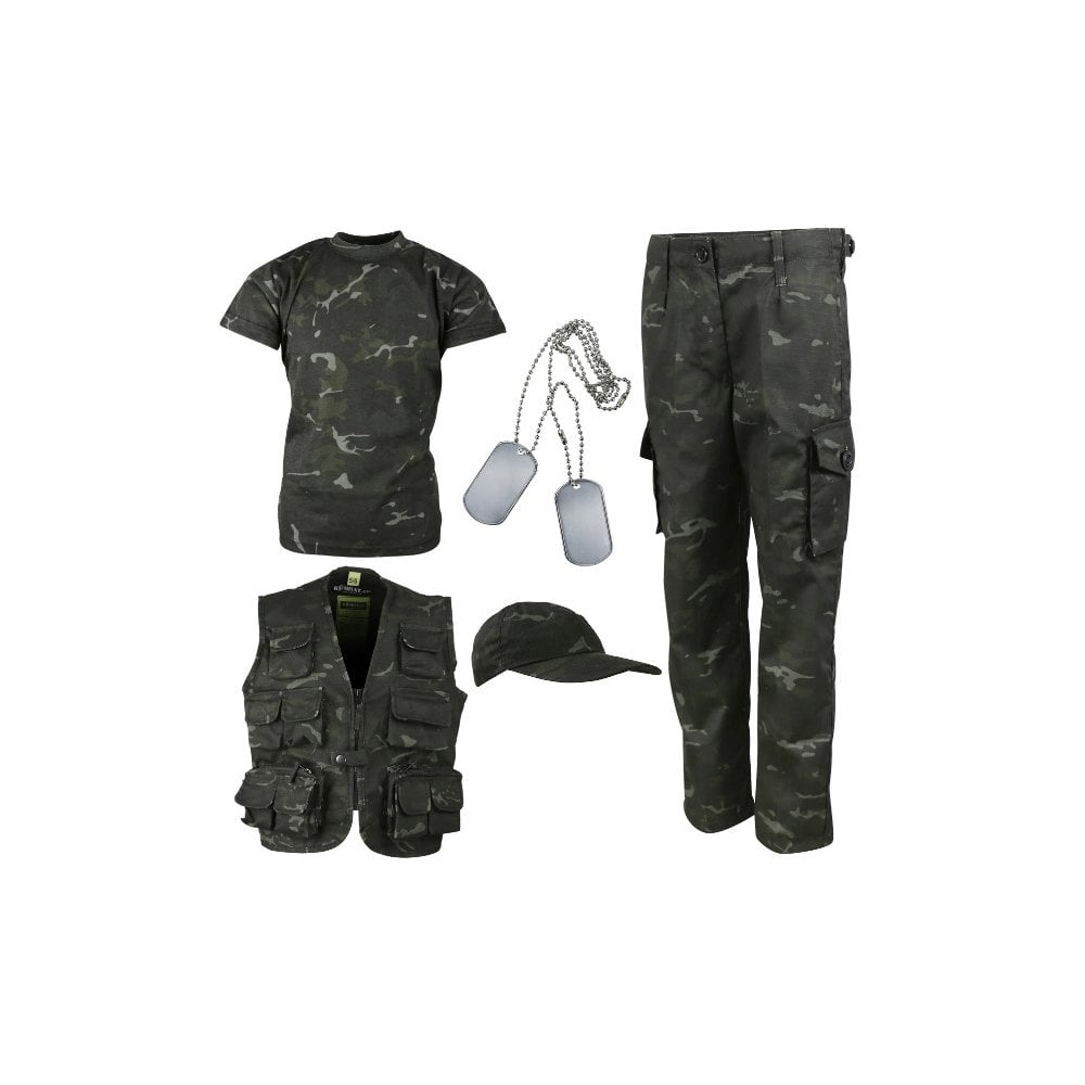 Kombat UK Kids Camouflage Explorer Army Kit - BTP black