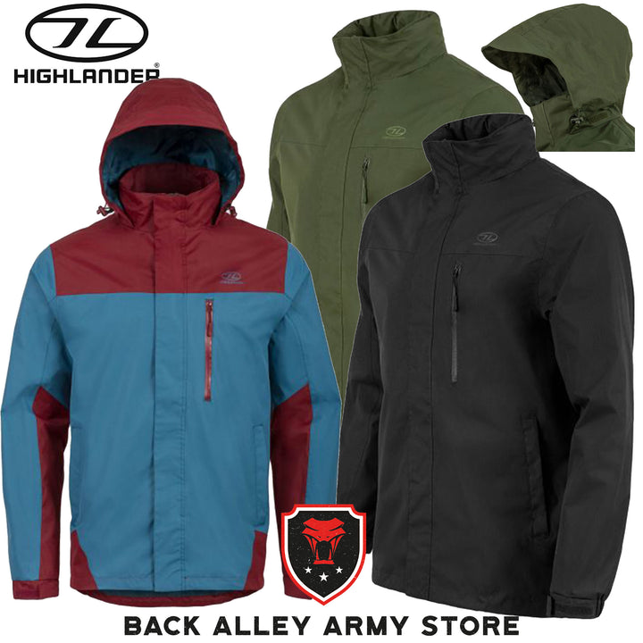 highlander kerrera jacket black olive petrol and burgundy