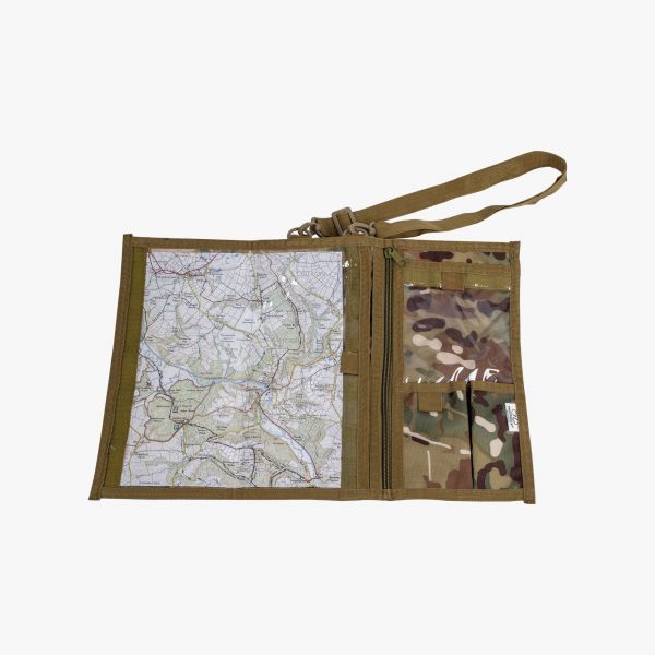 open hmtc highlander forces map case with neck lanyard.pvc viewing window with organiser compartments